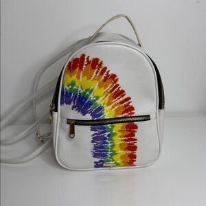 Claire’s Rainbow Backpack Tie Dye White EUC